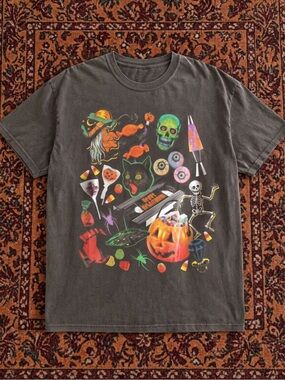 Gildan Black Kids Halloween Collage Tee